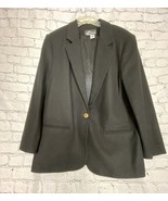 Vintage Sag Harbor Women 100% Pure Wool Blazer Jacket Single Button Blac... - £16.06 GBP