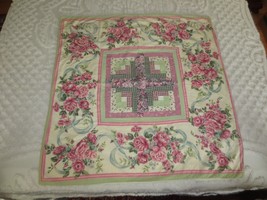 Handmade LOG CABIN PATCHWORK Cotton Lined TABLE CLOTH TOPPER - 34&quot; x 35-... - $15.00