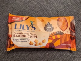 Lilys Chocolate Pumpkin Spice White Chocolate Baking Chips 9 oz KETO ZERO SUGAR - £7.34 GBP