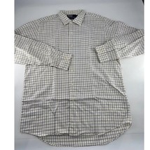 Ralph Lauren Shirt Mens Medium White Blue Gray Striped Bonnard 100% Cotton - £13.87 GBP