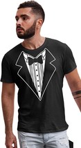 Men&#39;s Funny Tuxedo T-Shirt Black Rose &amp; Bowtie Bachelor Party Tux Tee Shirt - £11.18 GBP+