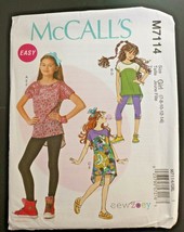 McCall&#39;s M7114 Pattern Girls Plus Tops Dress Leggings Headband Sz 7-14 UC - £5.90 GBP