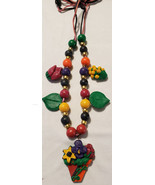 Multi-Color Handmade Polymer Clay Millefiori Spring Flowers Design Necklace - £7.84 GBP