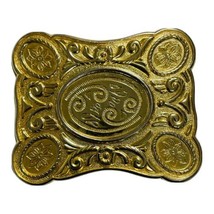 Vintage Gold Tone Belt Buckle Ornate Wing Leaf Western Style Cowgirl Square Boho - £6.29 GBP