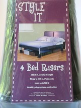 Set Of 4 STYLE IT Bed Risers Lifts Black Square Holds Up to 500 Pounds New - $13.00