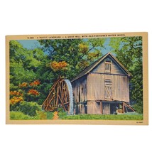 Postcard A Rustic Landmark A Grist Mill With Old-Fashioned Water Wheel Linen - £5.54 GBP