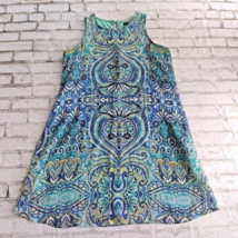 R&amp;K Womens Dress 6 Blue Floral Geometric Sleeveless Lined Boho Mini - £19.97 GBP