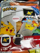 Comforter Set 2-Piece Twin Full Pokemon Kids Bedding Reversible Pikachu Squirtle - £41.69 GBP