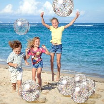 12 Inches Inflatable Glitter Beach Ball, 12 Pack Sequin Beach Balls Clear Pool B - £26.35 GBP