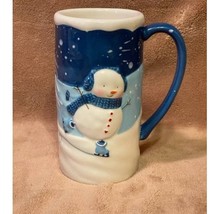 Vintage St. Nicholas Square &#39;Let it Snow&#39; 3D Raised Snowmen 14oz Tall Mug - £11.10 GBP