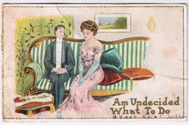 Postcard Am Undecided What To Do Couple On Sofa - £1.50 GBP