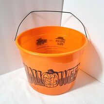 Rare Vtg Halloween Orange Plastic Bucket Myrie&#39;s Pizza Hut Wire Handle 1... - $794.55 MXN