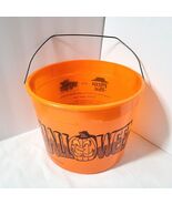 Rare Vtg Halloween Orange Plastic Bucket Myrie&#39;s Pizza Hut Wire Handle 1... - $794.55 MXN