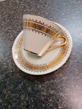 Gloria Porcelain Echt Glanzgold Cup Saucer Set Bavarian In Gold - $29.69