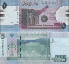 Sudan. Banknote 5 Sudanese pounds. 2011. Unc. Paper. Cat# P.72a - £2.48 GBP