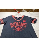 Cleveland Indians T Shirt Womens Large Blue Chief Wahoo MLB Baseball 5th... - £8.56 GBP