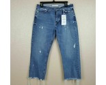 Zara Trafalue Deninwear Women&#39;s Jeans Size 4 Straight Cuffed Waist Ti5 - $31.18