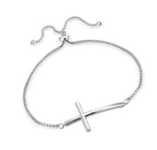 925 Sterling Silver Sideways Cross Bracelets - £72.11 GBP