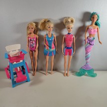 Barbie Doll Lot of 5 Tennis, Dolphin, Swimming, Mermaid, Life Guard Chair - £17.12 GBP