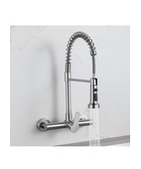 Wall-Mounted High Rise Kitchen Faucet Assembly with 8&quot; Center Brushed Ch... - $82.16