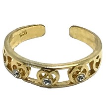 GOLD-TONE 925 Sterling Silver Toe Band Ring W/ Heart Design - £19.98 GBP