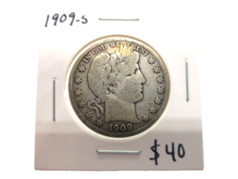 1909 S Barber Half Dollar - 90% Silver, Vg - £19.81 GBP