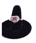 Heart Shaped Ring Sterling Silver Pink Topaz Size 8 - €64,39 EUR