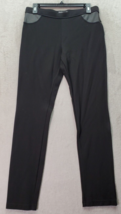 DKNY Activewear Pants Womens Medium Black Rayon Pockets Elastic Waist Flat Front - £16.52 GBP