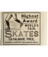 Barney &amp; Berry Ice Skates Worlds Fair 1894 Advertisement Victorian 1 ADB... - $28.01 CAD
