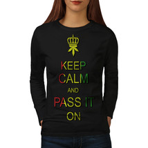 Keep Calm Weed Pot Rasta Tee On Rasta Smoke Women Long Sleeve T-shirt - £11.84 GBP