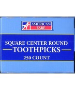 1 Box Made in USA TOOTHPICKS 250 square rOund tipwood birch AMERICAN FARE - €36,80 EUR