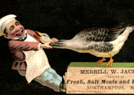 Northampton Massachusetts Butcher Fighting Goose Trade Card Non-Postcard - $7.98