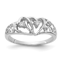 14K White Gold AA Diamond Heart Ring - £258.53 GBP