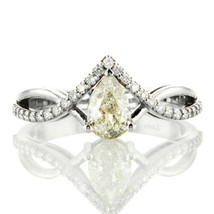 Diamond Infinity Engagement Ring Split Shank 0.86 Ct Natural Pear White 14K Gold - £1,089.03 GBP