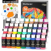 All-In-One 36 Colors Acrylic Painting Set - Brushes, Palette &amp; Non-Toxic... - $62.32