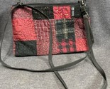 Donna Sharp Quilted Small Shoulder/Crossbody/ Wristlet Bag Black Red Zip... - $14.78