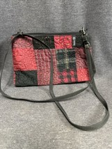 Donna Sharp Quilted Small Shoulder/Crossbody/ Wristlet Bag Black Red Zip... - $14.78