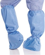 10 Pack Blue Disposable Polypropylene Boot Covers 18&quot; Tall 50 gsm - £12.43 GBP