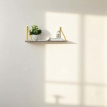 Palmer Floating Wall Shelf: Rustic Metal Bracket Decor, Walnut/Chrome - $54.99
