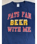 New England Patriots T-Shirt Men&#39;s Large Beer Pats Fan Blue Short Sleeve... - £8.54 GBP