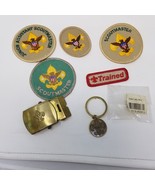 Vintage Boy Scout Lot - Pin, Badges, Scout Oath Keychain, Belt Buckle - £15.56 GBP