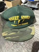 Desert Storm A Strike For Freedom Vintage Trucker Hat Snap Back Veteran Hat Camo - £13.94 GBP