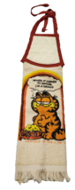 Garfield the Cat Vintage 1978 RARE Tie On Kitchen Towel Hand Genuis Eati... - $34.64