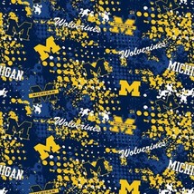 Cotton University of Michigan Wolverines U of M Fabric Print by the Yard D350.15 - £11.14 GBP