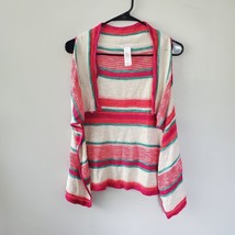 XHILARATION Women&#39;s Open Cardigan Sweater One Size S Front Stripe Sleeveless - £4.73 GBP