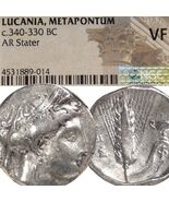 DEMETER/Grain Ear, Krater. Metapontum, Lucania NGC VF Silver Stater Coin... - $740.05