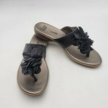 Clark Collection, Soft Cushion Leather Women Slide Thong Floral Sandal S... - $24.99