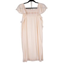 VTG Nightgown Womens M Peach Lace Floral Embroidered Cape Sleeve Feminine - $19.66