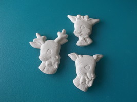 A1 - 3 Reindeer Magnet Ceramic Bisque Ready-to-Paint, Unpainted, You Paint - £1.97 GBP