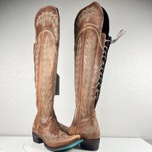 Lane LEXINGTON Over the Knee Womens Cowboy Boots 8.5 Brown Leather Weste... - $391.05